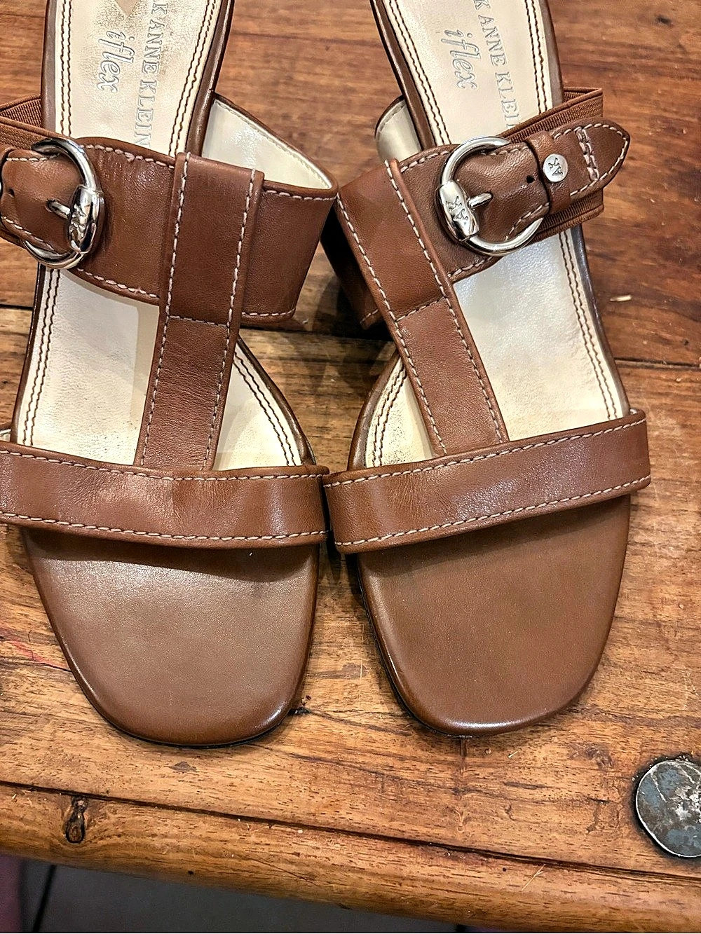 AK Anne Klein iflex Leather Heels Brown US 6M - Picture 5 of 7